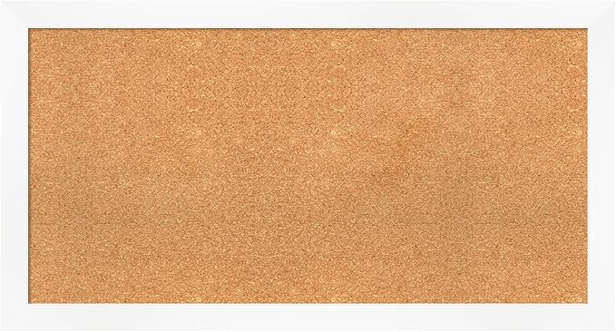Amanti Art Natural Cork Board for Wall, 23x43 Vision Board with White Frame, Large Corkboard Office Decor for Home Organization, Modern Corkboard Pinboard to Display Items for Home Organization in