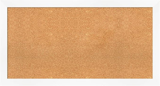 Amanti Art Natural Cork Board for Wall, 23x43 Vision Board with White Frame, Large Corkboard Office Decor for Home Organization, Modern Corkboard Pinboard to Display Items for Home Organization in