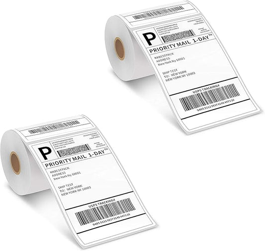 KKBESTPACK 4”x 6”Direct Thermal Shipping Labels (2 Rolls - 250 Per Roll)