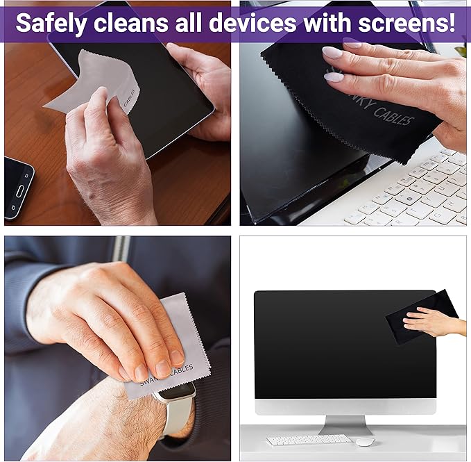 Swanky Computer Screen Cleaner Kit: Set of Electronic Cleaner Spray Microfiber Cleaning Cloth for Tv Cleaner - Ipad Screen Cleaner - iPhone Cleaner - Monitor Cleaner - Laptop Cleaner (2 Oz, 6-Pack)