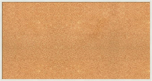 Amanti Art Natural Cork Board for Wall, 19x35 Vision Board with White Frame, Large Corkboard Office Decor for Home Organization, Modern Corkboard Pinboard to Display Items for Home Organization in