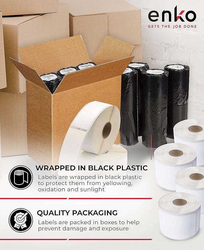 enKo (6 Rolls / 6000 Labels) 30334 Dymo Compatible Multipurpose Barcode (1-1/4" x 2-1/4")