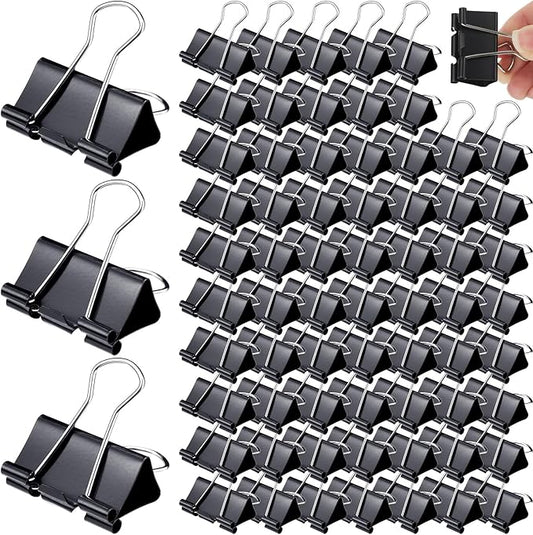 Yexiya 600 Pcs Medium Binder Clips Paper Clips Office Supplies Paper Clamps for Teachers Students School Office Business Paperwork Supplies (Black, 1.25 Inch)