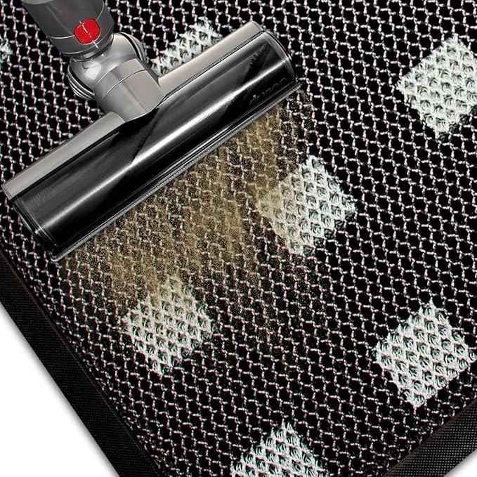 Extra Large Front Door Mat 48"x31" Heavy-Duty Waterproof Runner,Non-Slip Outdoor Rug for Entrance,Rubber Double Doormat Outside for All Weather,Black and White