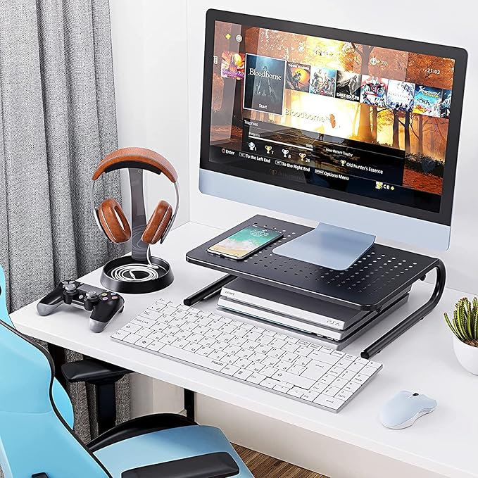 Monitor Stand Riser, Monitor Riser, Laptop Stand for Desk, Laptop Riser, Desk Organizer for Monitor, Laptop Shelf w/Vented for Screen, Computer Stand for Laptop, PC, Printer, for Home & Office