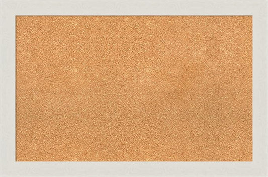 Amanti Art Natural Cork Board for Wall, 23x35 Vision Board with White Frame, Large Corkboard Office Decor for Home Organization, Country Rustic Corkboard Pinboard to Display Items for Home