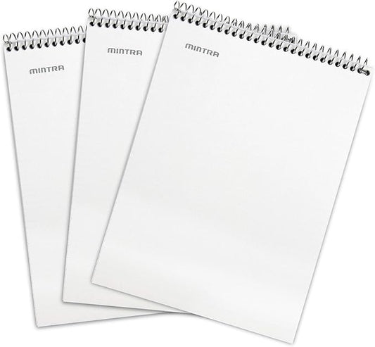 Mintra Office TOP BOUND Durable Spiral Notebooks (White, College Ruled 3pk)