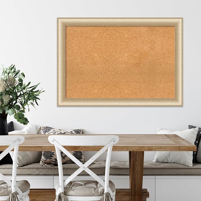 Amanti Art Natural Cork Board for Wall, 29x41 Vision Board with Gold Frame, Large Corkboard Office Decor for Home Organization, Casual Corkboard Pinboard to display items for home organization