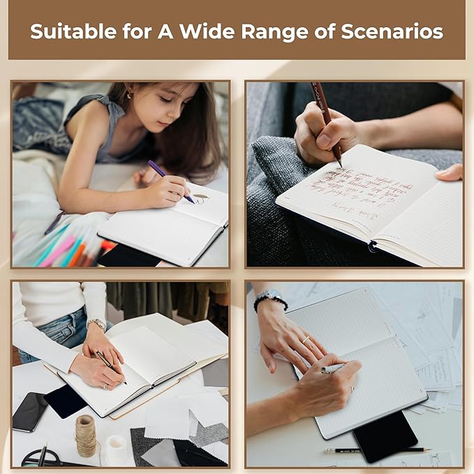 MINICAGIE Lined Leather Journals for Writing A5 Journaling Notebooks with 100 GSM Thick Paper Journal Notebook for Men & Women with Buckle Closure, Work Travel Note Taking Diary 5.7" x 8.3", Blue