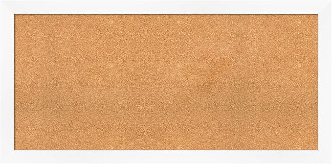 Amanti Art Natural Cork Board for Wall, 23x47 Vision Board with White Frame, Oversize Corkboard Office Decor for Home Organization, Modern Corkboard Pinboard to Display Items for Home Organization in