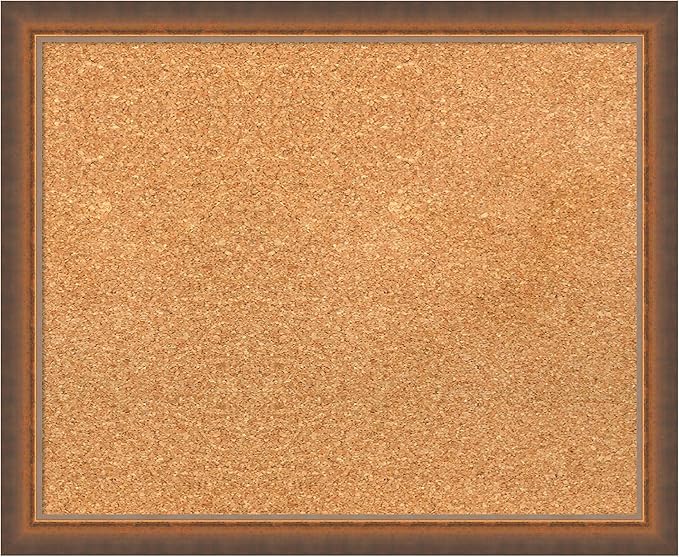 Amanti Art Natural Cork Board for Wall, 18x22 Vision Board with Bronze Frame, Small Corkboard Office Decor for Home Organization, Modern Corkboard Pinboard to Display Items for Home Organization in