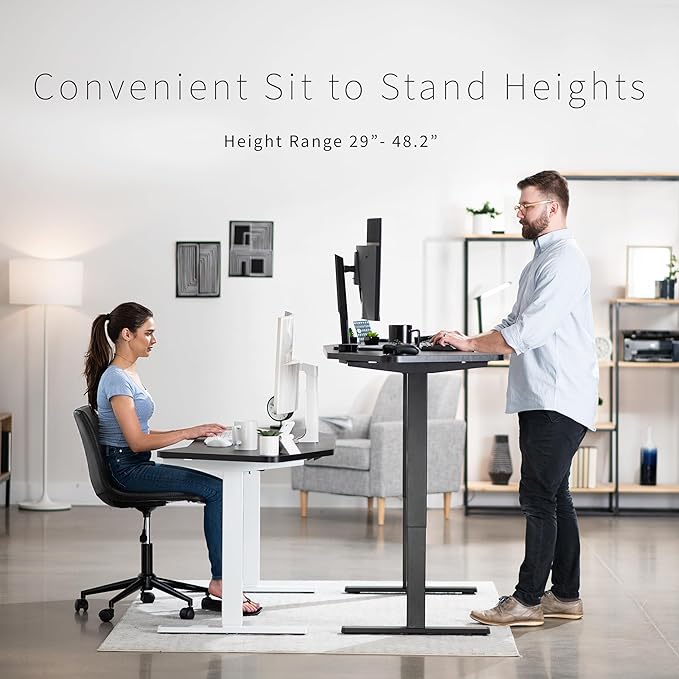 VIVO Electric 63 x 32 in Standing Desk, Memory Height Adjustment, 1B Series, Light Wood Top Black Frame, DESK-KIT-1B1C