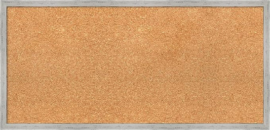 Amanti Art Natural Cork Board for Wall, 15x31 Vision Board with White Frame, Medium Corkboard Office Decor for Home Organization, Cottage Corkboard Pinboard to Display Items for Home Organization in
