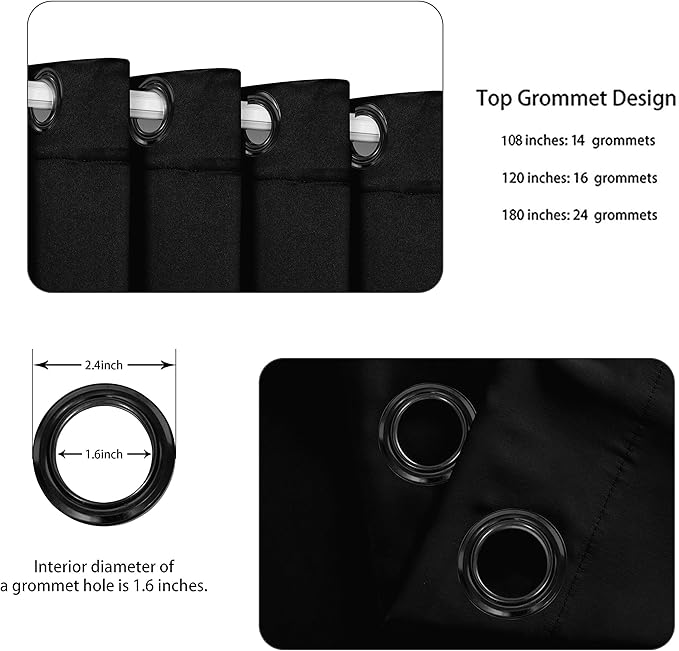 BONZER Extra Wide Room Divider Curtain Total Privacy Wall Noise Reducing Blackout Curtains for Patio Sliding Glass Door, 96L x 150W Inch (8L x 12.5W ft), 1 Panel, Black