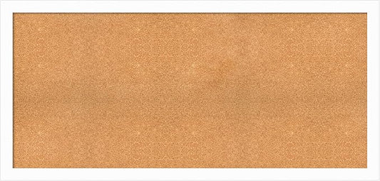 Amanti Art Natural Cork Board for Wall, 29x61 Vision Board with White Frame, Oversize Corkboard Office Decor for Home Organization, Casual Corkboard Pinboard to Display Items for Home Organization in