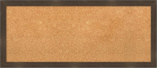 Amanti Art Natural Cork Board for Wall, 14x32 Vision Board with Brown Wood Frame, Medium Corkboard Office Decor for Home Organization, Casual Corkboard Pinboard to display items for home organization