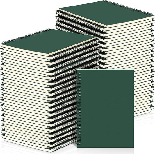 Yahenda Spiral Notebook Bulk A5 Journal Lined 8.3'' x 5.5'' Writing Composition Paper Small Notepad Subject Notebook for Students Office Business Back to School Supplies(Deep Green,72 Pcs)