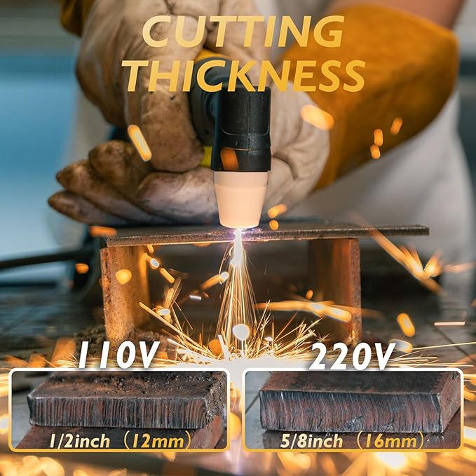 TOOLIOM Large LCD Display Plasma Cutterï¼, 50A Dual Voltage 110V/220V Metal Cutting Machine with Air Pressure Display and 2T/4Tï¼, 1/2" Clean Cut