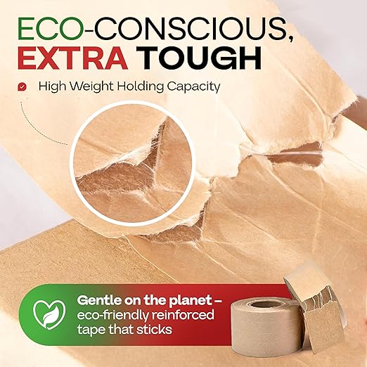 IDL Packaging 2.83" x 450 feet Reinforced Water-Activated Kraft Gummed Tape 30lb Thickness - Secure Paper Packing Tape for Secure Carton Sealing - Heavy-Duty Adhesive for All Conditions, Brown