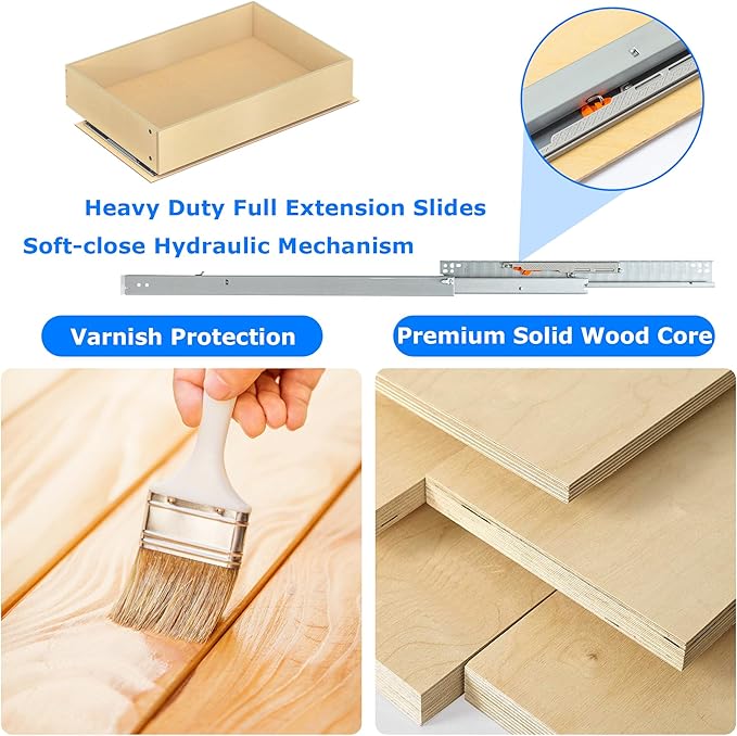 WelFurGeer Soft Close Pull Out Drawers for Cabinets, 26" W x 22" D Pull Out Cabinet Organizer, Cabinet Roll Out Drawers, Heavy-Duty Pull-Out Cabinets Drawer for Home & Kitchen Organization
