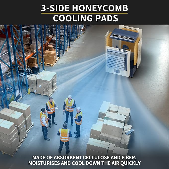 Landeagle 56″ Swamp Cooler Air Conditioner, 8979CFM Portable Evaporative Coolers with 35.5 Gal Tank,120°Oscillation, Outdoor Cooling Fan with Continuous Auto Fill for Patio Garage Industry Commercial