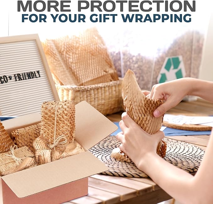 HexcelWrap Mini - Honeycomb Packing Paper, Eco-Friendly, Sustainable Paper Bubble Wrap for Shipping & Moving, Cushioned Packing Material in Dispenser - White, Pallet of 112, 12" x 300'