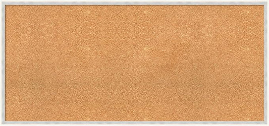 Amanti Art Natural Cork Board for Wall, 21x45 Vision Board with White Frame, Oversize Corkboard Office Decor for Home Organization, Modern Corkboard Pinboard to Display Items for Home Organization in