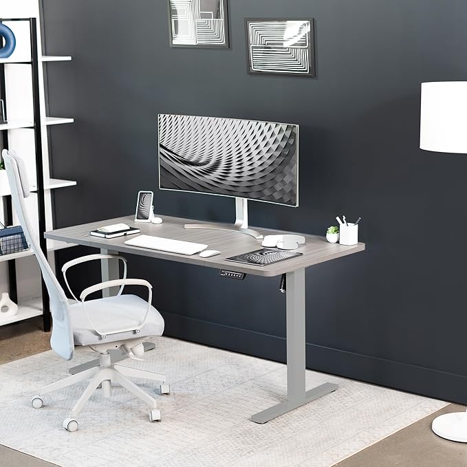 VIVO Electric 60 x 30 in Standing Desk, Memory Height Adjustment, 1B Series, Dark Gray Top Gray Frame, DESK-KIT-1G6G-30