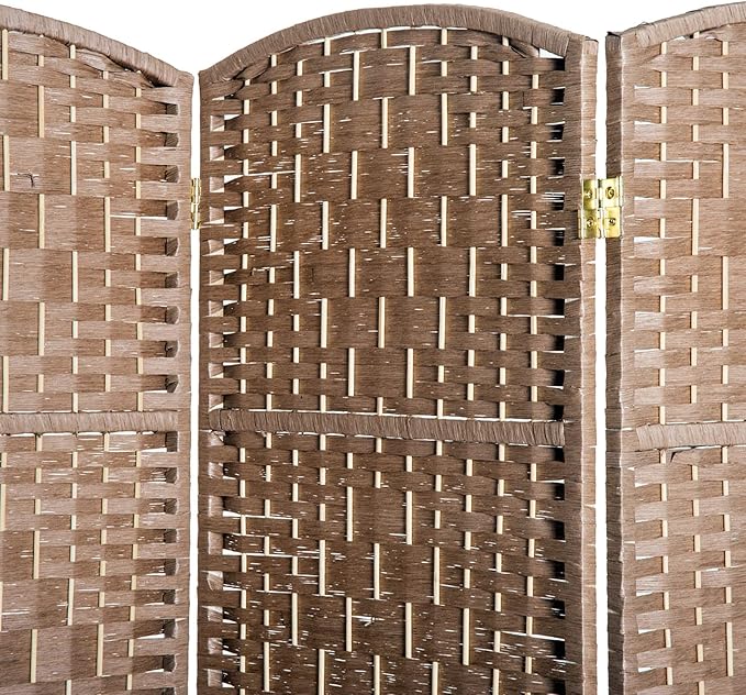 NicBex Room Divider 3 Panel Room Dividers with Wicker Weave Design Partition Room Dividers and Folding Privacy Screens 6 FT Wall Divider for Office, Room Separation,53.25"W x 0.75"D x 70.75"H, Natural
