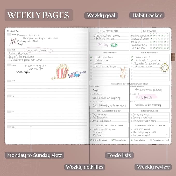 Legend Planner PRO Premium – Large Undated Weekly, Monthly & Budget Planner with Habit Tracker – Life Organizer for Time & Task Management, Goal Setting & Productivity – A4 Size (Rose Gold, New Cover)