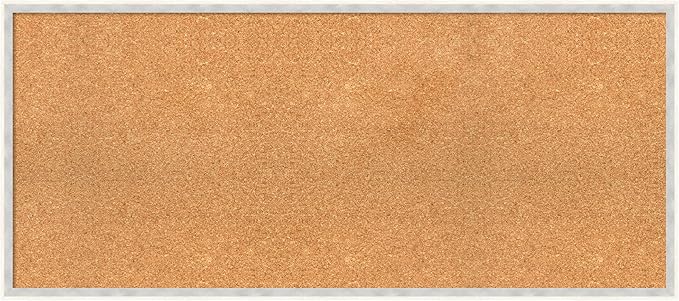 Amanti Art Natural Cork Board for Wall, 19x43 Vision Board with White Frame, Oversize Corkboard Office Decor for Home Organization, Modern Corkboard Pinboard to Display Items for Home Organization in
