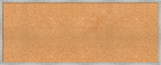 Amanti Art Natural Cork Board for Wall, 19x47 Vision Board with White Frame, Oversize Corkboard Office Decor for Home Organization, Cottage Corkboard Pinboard to Display Items for Home Organization