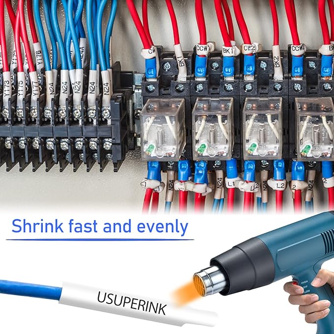 SuperInk 5 Pack Compatible for Brother Ptouch HSe-231 HSe231 HS-231 HS231 0.46 1/2'' 11.7mm Black on White Heat Shrink Tube Label Tape use in PT-D210 PT-D400 PT-E300 PT-E500 PT-P750WVP Label Maker