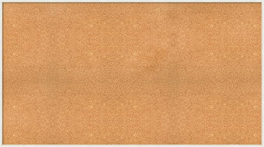 Amanti Art Natural Cork Board for Wall, 31x55 Vision Board with White Frame, Oversize Corkboard Office Decor for Home Organization, Modern Corkboard Pinboard to Display Items for Home Organization in