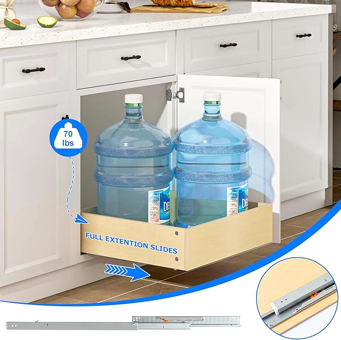 WelFurGeer Soft Close Pull Out Drawers for Cabinets, 32" W x 22" D Pull Out Cabinet Organizer, Smooth Slide-Out Shelves for Kitchen Cabinets, Durable Pullout Drawers for Home & Kitchen Organization