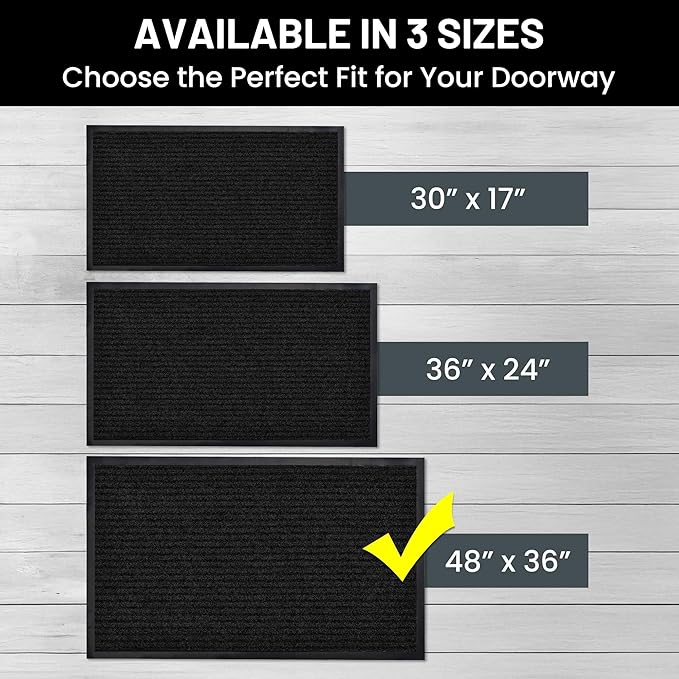 Sierra Concepts Front Door Mat X-Large Welcome Floor Mats - Entryway Indoor Outdoor Entrance Doormat, Patio, Porch, Muddy Dog Shoe, Inside Outside Low Profile 48x36in, 2-Pack Black