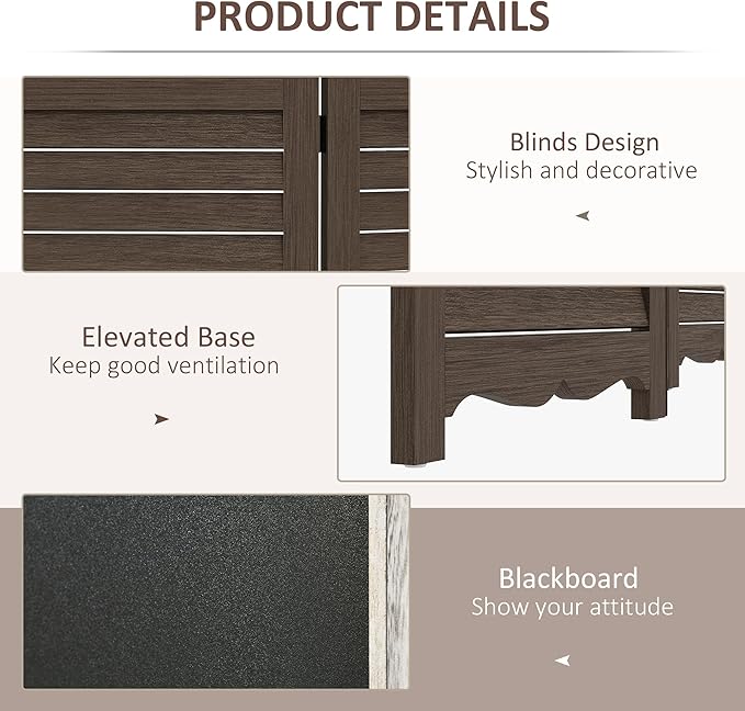 NicBex Room Divider 4 Panel Room Dividers with Black Boards Partition Room Dividers and Folding Privacy Screens 5.5 FT Wall Divider for Home, Office, Room Separation,63.75"W x 0.75"D x 67.75"H,Brown