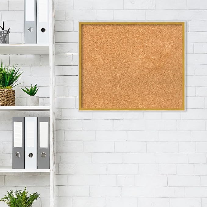 Amanti Art Natural Cork Board for Wall, 21x25 Vision Board with White Frame, Medium Corkboard Office Decor for Home Organization, Modern Corkboard Pinboard to Display Items for Home Organization in