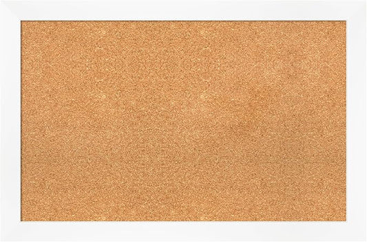 Amanti Art Natural Cork Board for Wall, 23x35 Vision Board with White Frame, Large Corkboard Office Decor for Home Organization, Modern Corkboard Pinboard to Display Items for Home Organization in
