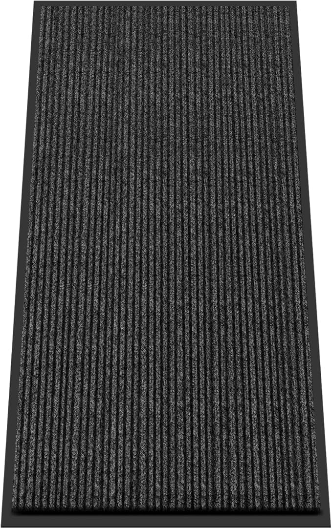 Kuyal Front Door Mat, 2'x4' Indoor Outdoor Entrance Mat, Commercial Floor Mats Inside Outside Entrance, Heavy Duty Durable Welcome, Rubber Backing Non Slip Outdoor Mats for Entryway,Black