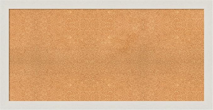 Amanti Art Natural Cork Board for Wall, 25x49 Vision Board with White Frame, Oversize Corkboard Office Decor for Home Organization, Country Rustic Corkboard Pinboard to Display Items for Home