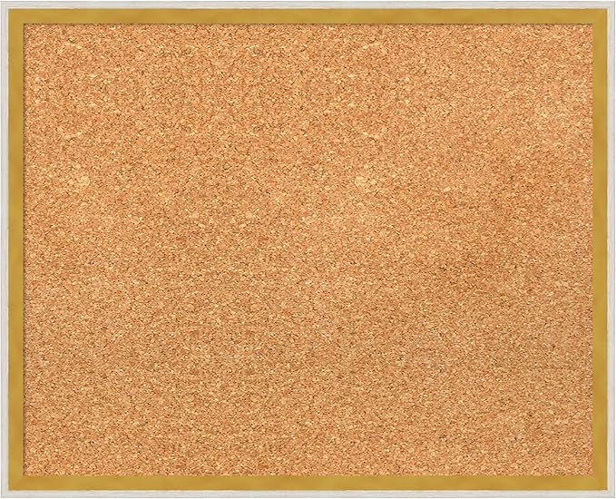 Amanti Art Natural Cork Board for Wall, 17x21 Vision Board with White Frame, Small Corkboard Office Decor for Home Organization, Modern Corkboard Pinboard to Display Items for Home Organization in