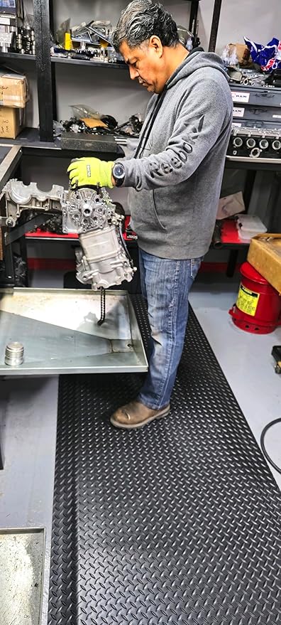 Rhino Mats, American Classic Diamond Anti-Fatigue Mats, Industrial Ergonomic Comfort Standing Mat for Work, Home, Garage, Office, Kitchen or Anywhere (Black 1" Thick, 3 FT. x 8 FT.)