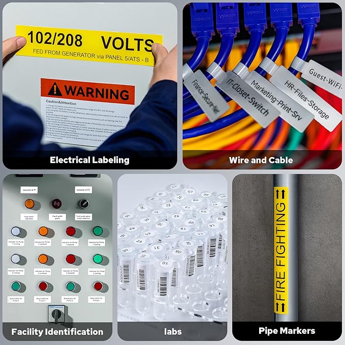 Makeid D50 Industrial Label Printer, Desktop Label Maker 2" Print Head, Mobile APP & PC Editor Compatible, 2600mAh Li-ion Battery, Come with 1.97" W x 26.24ft L Label Heavy-Duty Labeler for Job Sites