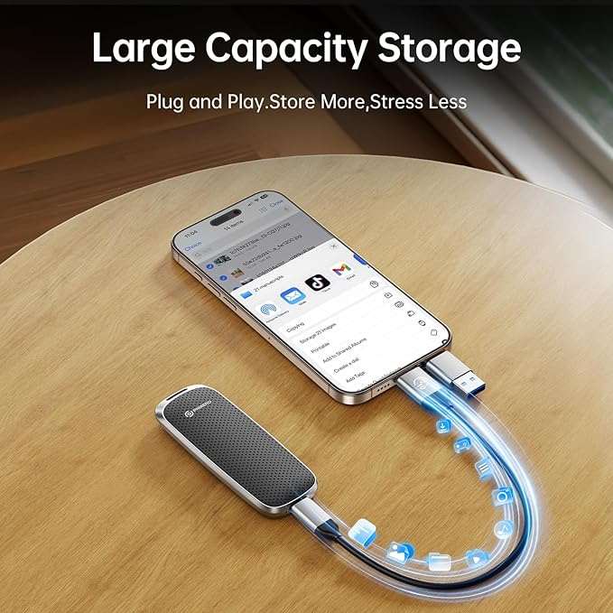 PHIXERO P10PRO External NVMe SSD 2TB, Up to 1050MB/s, USB 3.2 Gen2, Includes 2-in-1 USB C Cable, Portable Hard Drive for iPhone 15+/Android/Windows/Mac, Black