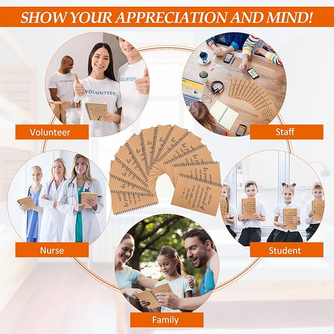 Colarr 24 Pcs A5 Inspirational Spiral Notebook Bulk Appreciation Gift 6x8 Inch Motivational Notepad 100 Page/50sheet Lined College Ruled Journal for Employee Coworker Teacher Nurse (Brown)