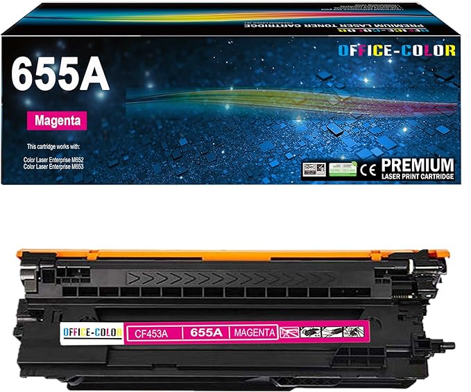 655A Magenta Toner Cartridge Replacement for HP 655A CF453A for HP Color Laser Enterprise M652, M653 M681,M682 Series