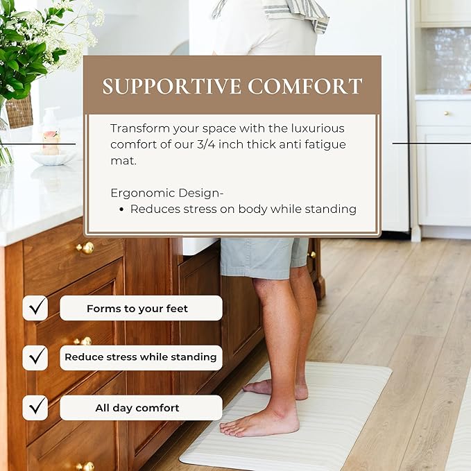 Anti Fatigue Mat by Laurel Lane Co. – Designer Anti Fatigue Mats for Kitchen Floor, Kitchen Mats for Floor, Desk Mat – Cushioned 0.75" Thick – Stain Resistant – Non-Skid Bottom – 20" x 39"