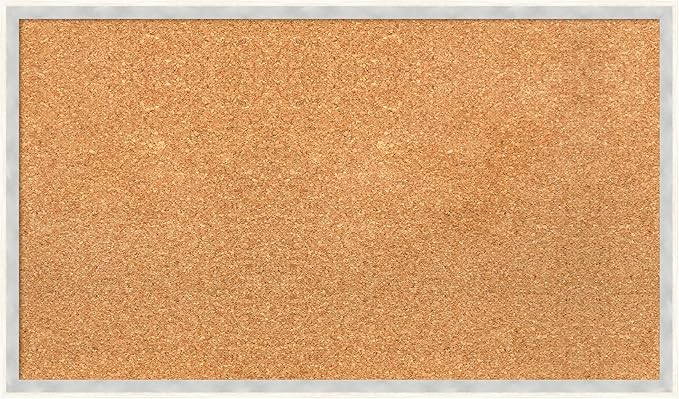 Amanti Art Natural Cork Board for Wall, 17x29 Vision Board with White Frame, Medium Corkboard Office Decor for Home Organization, Modern Corkboard Pinboard to Display Items for Home Organization in