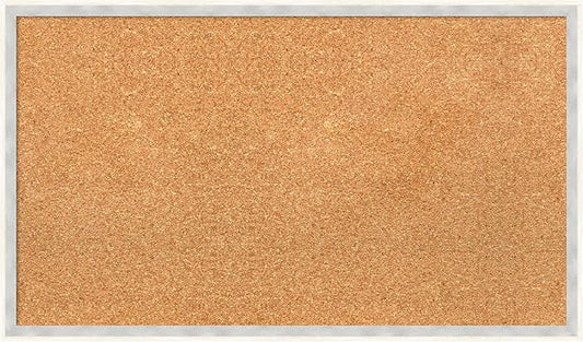 Amanti Art Natural Cork Board for Wall, 17x29 Vision Board with White Frame, Medium Corkboard Office Decor for Home Organization, Modern Corkboard Pinboard to Display Items for Home Organization in